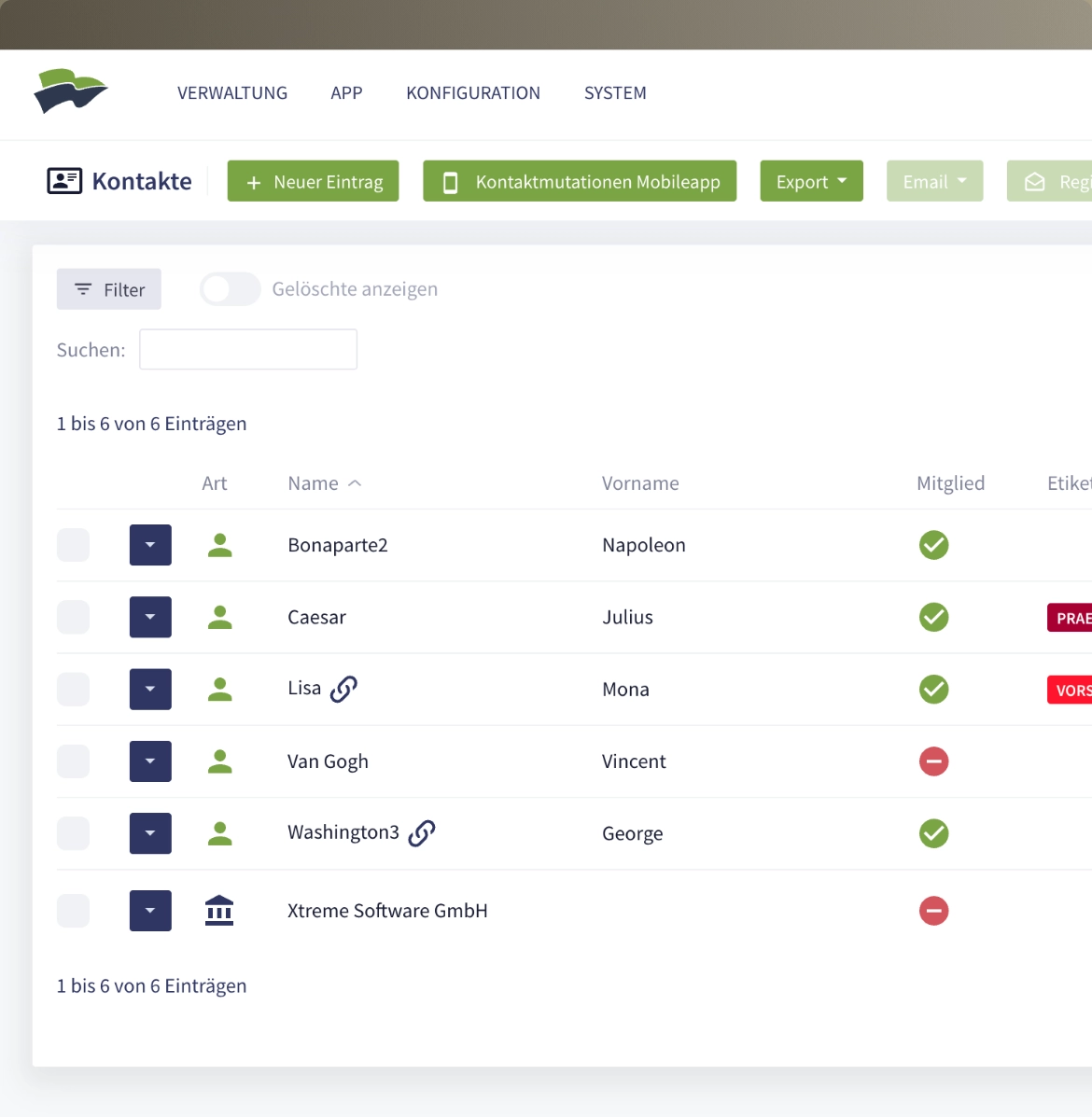 Clubhouse: Mitgliederliste